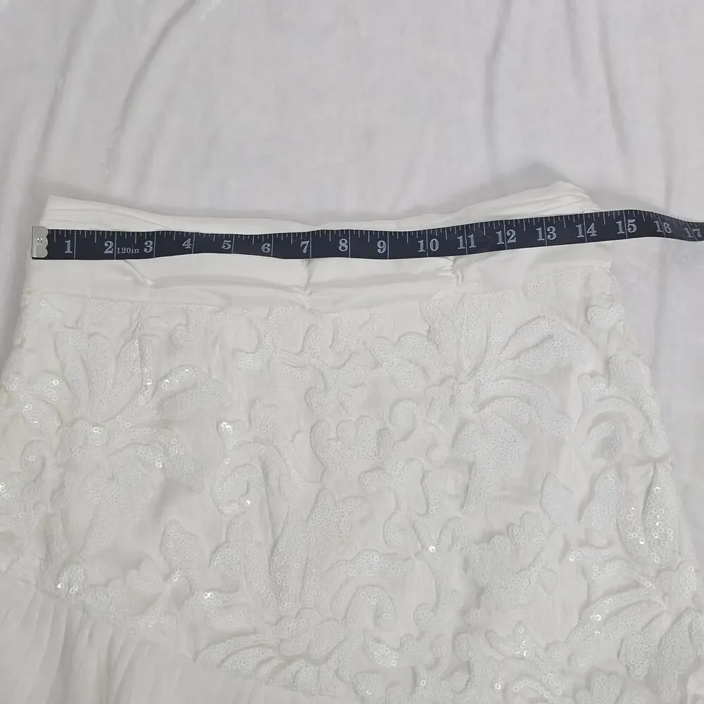 Naked Wardrobe The Statement White Sequin Ruffle Mini Skirt Women's Size M NWOTF - Picture 13 of 15
